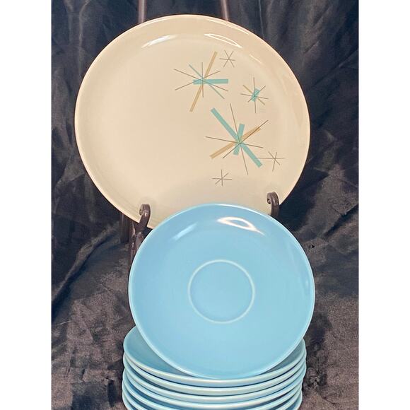 Vintage Salem, North Star, Atomic Starburst, 1 luncheon plate and 8 saucers - Picture 4 of 15